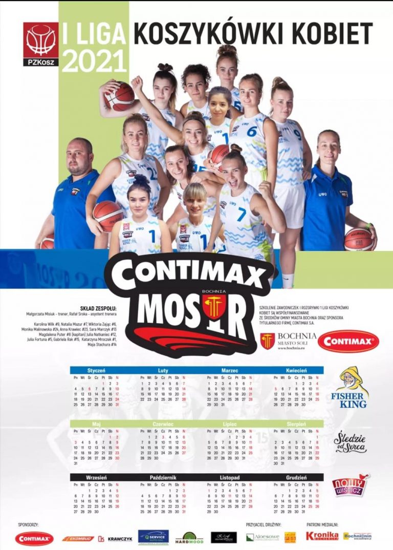 Kalendarz na 2021 rok z druzyną Contimax MOSiR Bochnia